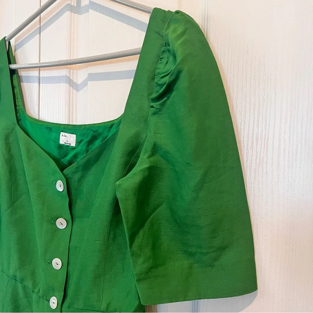 Aritzia Le Fou Wilfred NWOT Michalina Green Dress  Linen Blend Size 4 - Picture 5 of 17